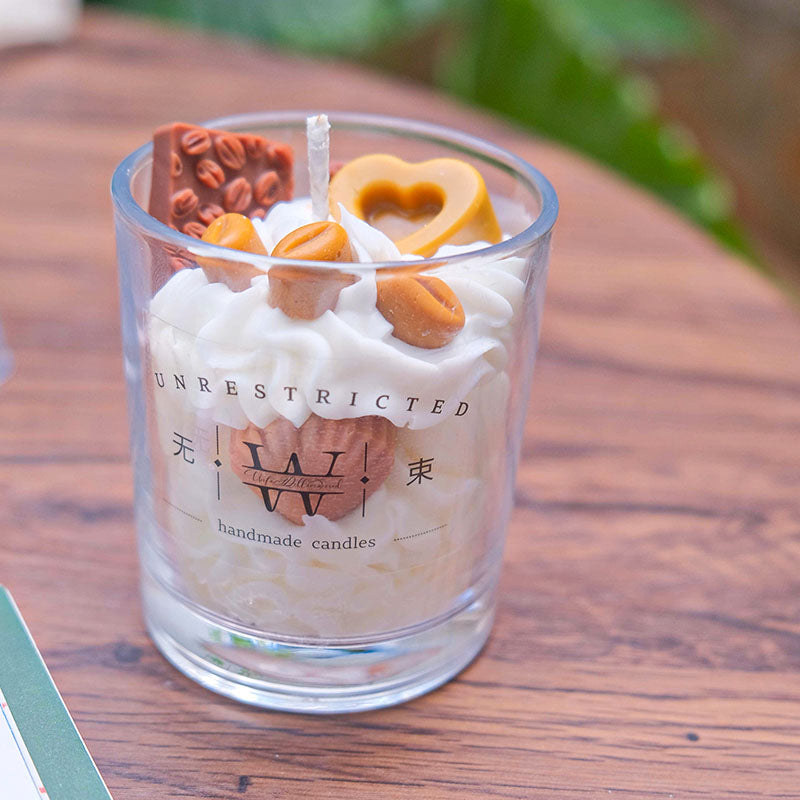 Cute dessert shape aromatherapy candles, soy wax coffee scented cute decorative candles suitable for bedroom, bathroom, party decoration, birthday gifts, holiday gifts