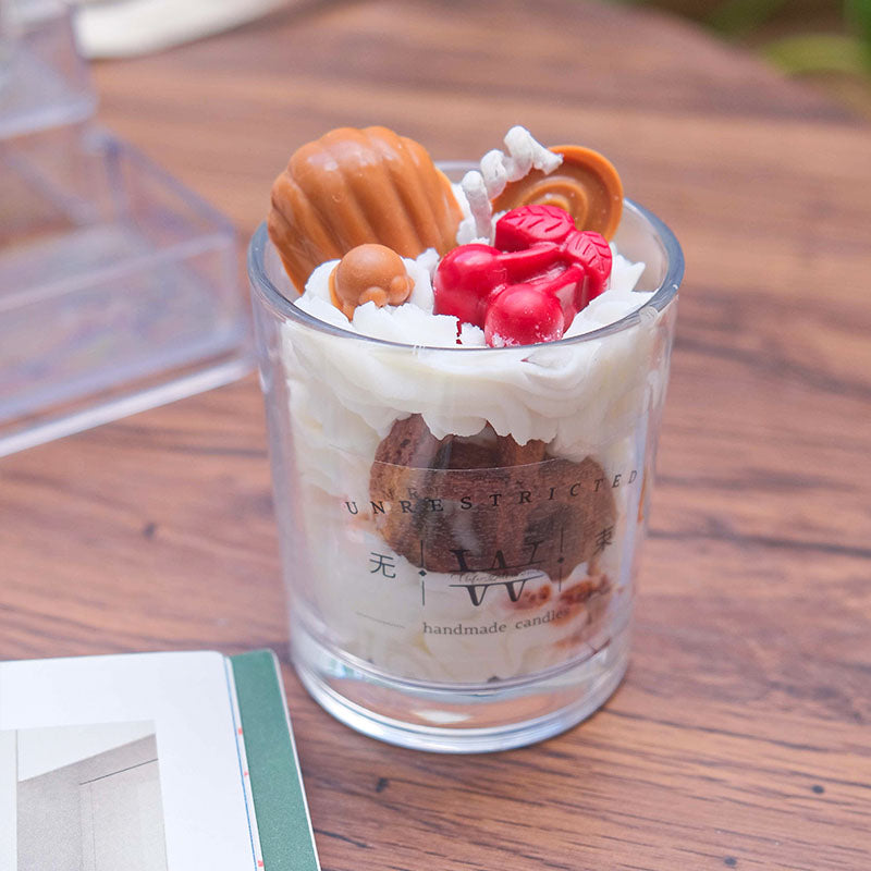 Cute dessert shape aromatherapy candles, soy wax coffee scented cute decorative candles suitable for bedroom, bathroom, party decoration, birthday gifts, holiday gifts