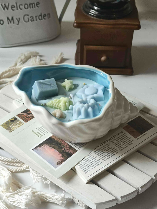 Creative conch aromatherapy candles with apple cinnamon scent and ocean clove scent are suitable for birthday gifts, graduation gifts, desktop decorations and photo decoration props